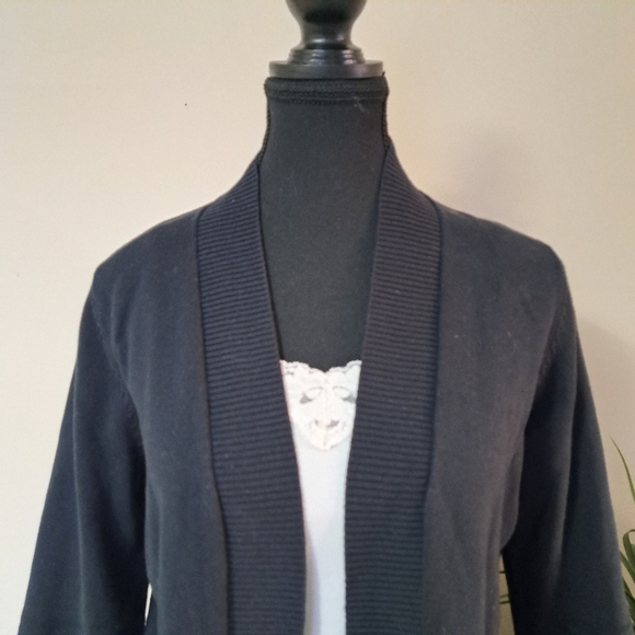 Northern Reflections Black Cardigan Women's Medium Cotton Sweater - Picture 2 of 11